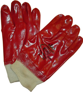 Red PVC Knitwrist Gloves