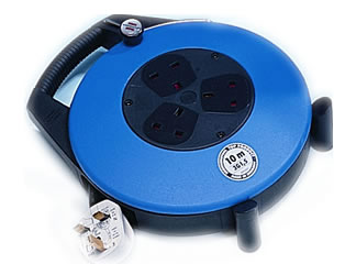 10m, 13 Amp Enclosed Cable Reel with 3 x 13 Amp Sockets (240 Volt Only)