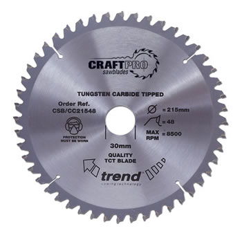 Trend CraftPro CSB/CC21048 Mitre Saw Crosscutting Sawblade - 210mm x 48 Tooth x 30mm