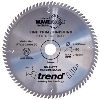 Trend Waveform 350mm x 108 Tooth x 30mm Fine Trim / Finishing TCT Blade