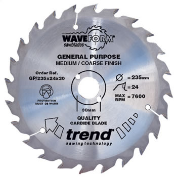 Trend Waveform 180mm x 24 Tooth x 30mm General Purpose TCT Blade