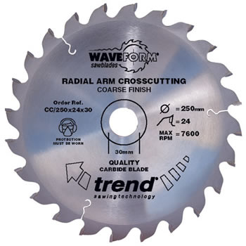Trend Waveform 250mm x 42 Tooth x 30mm Radial Arm Crosscutting and Snip-off TCT Blade