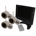  3 Camera Entry Level Wireless CCTV LCD System 