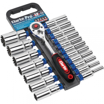 Clarke PRO244 19 Piece 1/2 inch  Drive Deep Multi-Fit Metric Socket Set