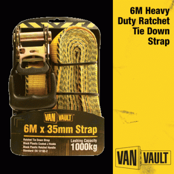 Van Vault 6m x 35mm Heavy Duty Ratchet Tie Down Strap - Code S10676