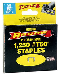 Arrow 508 T50 Type ½ inch  (12mm) Staples - Box of 5000 (To suit Arrow T50 Tacker Gun)