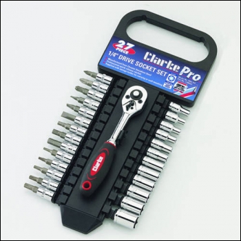 Clarke PRO153 - 27pce 1/4 inch  Drive Socket & Socket Driver Set