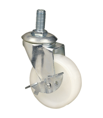 Clarke ML309W-A 75mm White Nylon Threaded Stem Swivel & Brake Castor  - Code 4200268