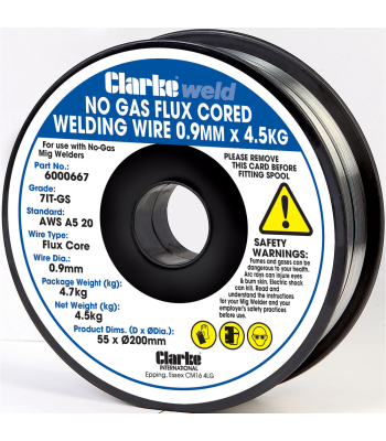 Clarke Weld No Gas Flux Cored Welding Wire 0.9mm x 4.5kg - Code 6000667