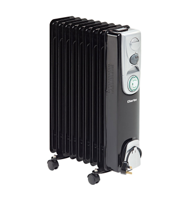 Clarke BR9/200 2kW 9 Fin Black Oil Filled Radiator with Timer - Code 6934009