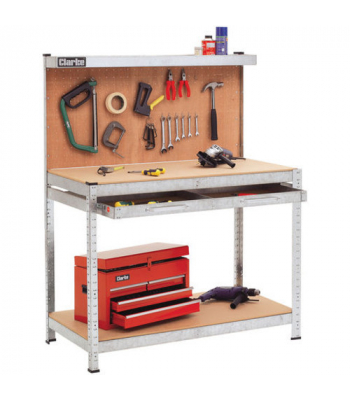 Clarke CWB-G1B Galvanised Workbench with Pegboard Back Panel & Large Drawer - Code 7637707