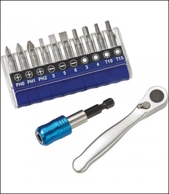 Clarke PRO330 12 Piece Clip Type Bit Box And Ratchet Set - Code 1700736
