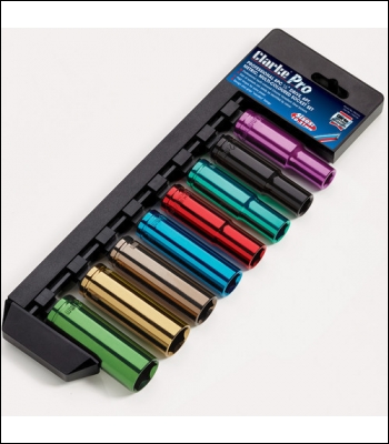 Clarke PRO343 8 Piece Colour Coded Deep Socket Set – 1/2” Drive