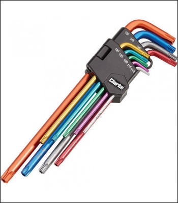 Clarke PRO345 9 Piece Colour Coded Extra-Long Star Key Set