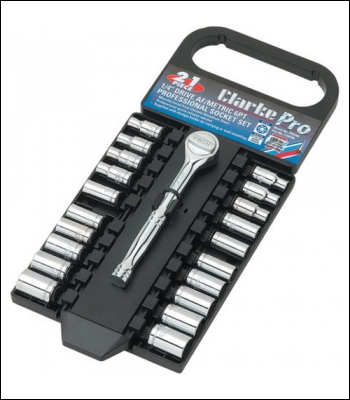 Clarke PRO350 21 Piece ¼ inch  Drive AF/Metric 6 PT Socket Set - Code 1700756