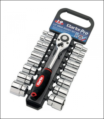 Clarke PRO360 19 Piece 1/2 inch  Drive Ratchet & Socket Set - Code 1700766