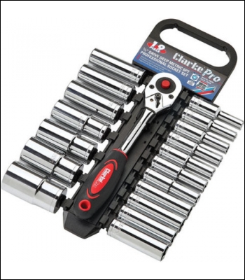 Clarke PRO390 19 Piece ½ inch  Deep Drive 6 Point Metric Socket Set
