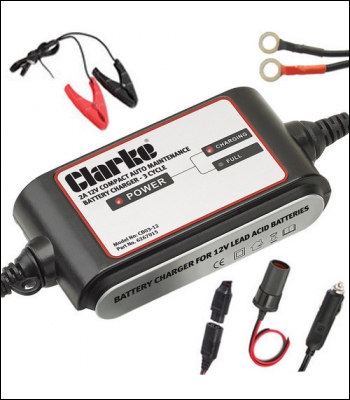 Clarke CB03-12 2A Auto Battery Charger/Maintainer – 3 Stage