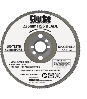 Clarke 225mm Metal Cutting Circular Saw Blade