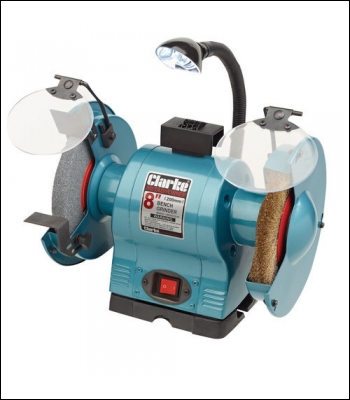 Clarke CBG8370LW 8” Bench Grinder With Lamp & Wire Wheel
