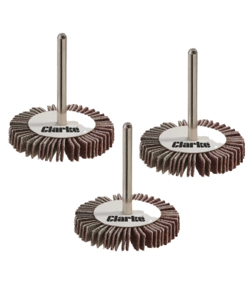 Clarke 3 Pack 3mm Shank Flap Wheels 32x5x3mm - Assorted Grit  - Code 6502422