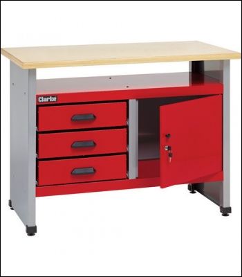Clarke CWB114 1140mm Workbench With 3 Drawers And Lockable Cupboard