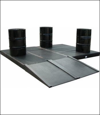 Clearspill 120 Ltr Work Floor Black 160 x 80 x 15cm 2 Drum - SJ-300-002