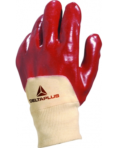 DeltaPlus PVC/COTTON GLOVE-VENT. BACK - C148 - Red