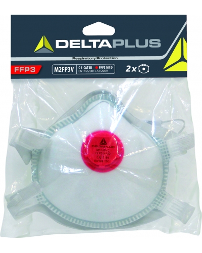 DeltaPlus KIT 2 MASKS FFP3+V ON CARD - C014 - White - T149 - Size AJUSTABLE