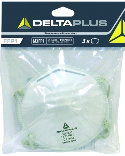 DeltaPlus KIT 3 MASKS FFP1 ON HANGTAG - C014 - White - T149 - Size AJUSTABLE