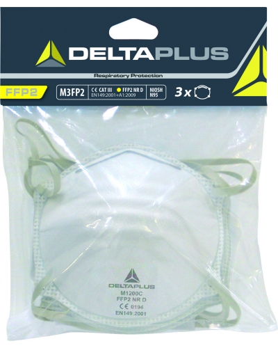 DeltaPlus KIT 3 MASKS FFP2 ON CARD - C014 - White - T149 - Size AJUSTABLE