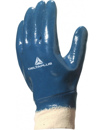 DeltaPlus COTTON SUPPORTED NITRILE GL  - C047 - Blue - T015 - Size 10