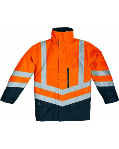 DeltaPlus ORANGE/BLUE OPTIMUM PARKA  - C137 - Fluorescent Orange / Navy Blue
