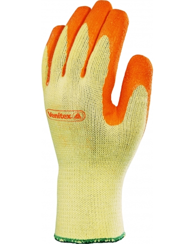 DeltaPlus PES/COTON LATEX COAT GLOVE - C101 - Yellow / Orange coloured - Per 12