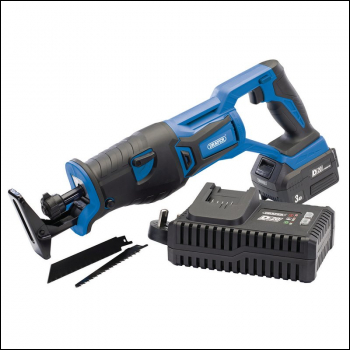 Draper D20RS28SET D20 20V Brushless Reciprocating Saw, 1 x 3.0Ah Battery, 1 x Fast Charger - Code: 00593 - Pack Qty 1