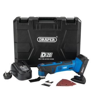 Draper D20OMT3DEGSET D20 20V Oscillating Multi-Tool, 1 x 2.0Ah Battery, 1 x Charger - Code: 00595 - Pack Qty 1