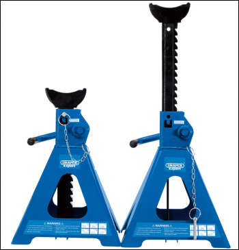 Draper ARAS05-E Pair of Pneumatic Rise Ratcheting Axle Stands, 5 Tonne - Code: 01814 - Pack Qty 1