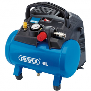 Draper DA6/180 6L Oil-Free Air Compressor, 1.2kW/1.5hp - Code: 02115 - Pack Qty 1
