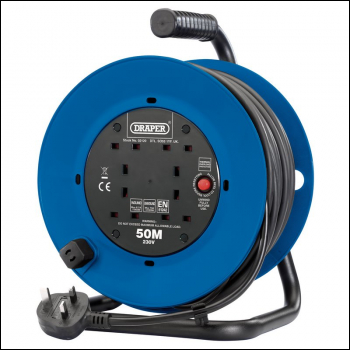 Draper DCR5013ICE 230V Four Socket Industrial Cable Reel, 50m - Code: 02120 - Pack Qty 1