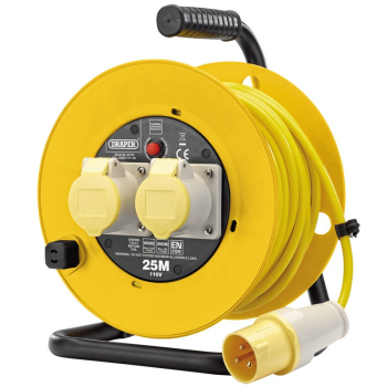 Draper DCR25/110B 110V Twin Extension Cable Reel, 25m - Code: 02124 - Pack Qty 1