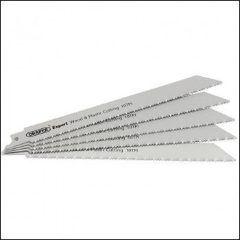 DRAPER 150mm Reciprocating Saw Blades (10tpi) - Pack of 5 Blades - Pack Qty 1 - Code: 02302