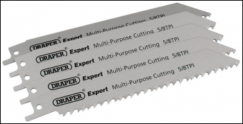 DRAPER Expert 150mm 5/8tpi HSS Reciprocating Saw Blades for Multi Purpose Cutting - Pack of 5 Blades - Pack Qty 1 - Code: 02313