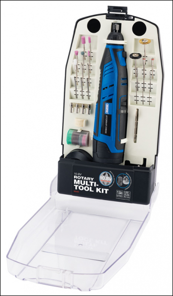 Draper CMG108SF Draper Storm Force® 10.8V Power Interchange Rotary Multi-Tool Kit, 1 x 1.5Ah Battery, 1 x Charger (50 Piece) - Code: 02343 - Pack Qty 1