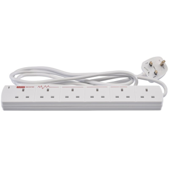 Draper ES6/2M 6 Way Extension Lead with Surge Protection, 2m - Discontinued - Code: 02989 - Pack Qty 1
