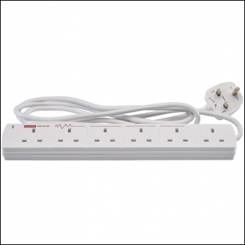 Draper ES6/2M 6 Way Extension Lead with Surge Protection, 2m - Code: 02989 - Pack Qty 1