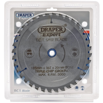Draper CSB185MP/B Draper Expert  TCT Saw Blade, 185 x 20mm, 36T - Code: 03637 - Pack Qty 1