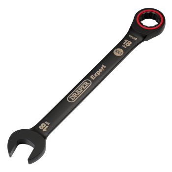 Draper 8241MM/BK Draper Expert HI-TORQ® Metric Ratchet Combination Spanner, 18mm, Black - Code: 03891 - Pack Qty 1