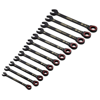 Draper 8241MM/BK/12 Draper Expert HI-TORQ® Metric Ratchet Combination Spanner Set, Black (12 Piece) - Code: 03896 - Pack Qty 1
