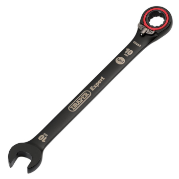Draper 8241RMM/BK Draper Expert HI-TORQ®  Metric Reversible Ratchet Combination Spanner, 10mm, Black - Code: 03900 - Pack Qty 1
