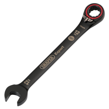 Draper 8241RMM/BK Draper Expert HI-TORQ®  Metric Reversible Ratchet Combination Spanner, 12mm, Black - Code: 03902 - Pack Qty 1